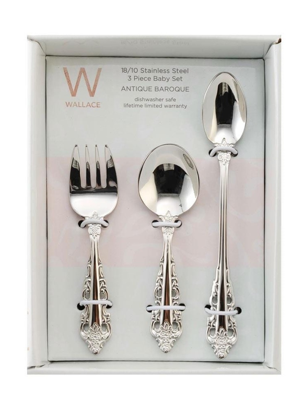 Wallace Silver ANTIQUE BAROQUE 3 PIECE BABY FEEDING SET NEW